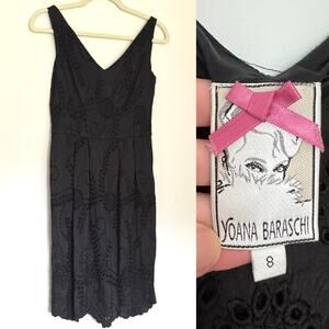 100% Silk Black Eyelet Yoana Baraschi Dress